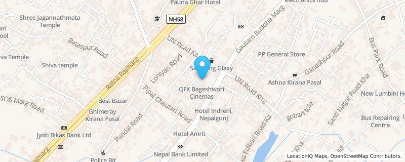 Map preview for New Road, Nepalgunj, Banke, Bageshwori, New Road, Nepalgunj, Lumbini Province
